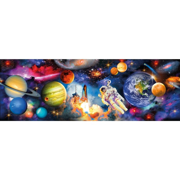 Puzzle 1000 pièces panoramique Effet 3D : Les planètes - Clementoni-39244