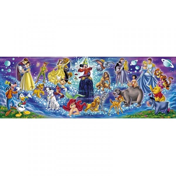 Puzzle 1000 pièces panoramique - Famille Disney - Clementoni-30784-2007