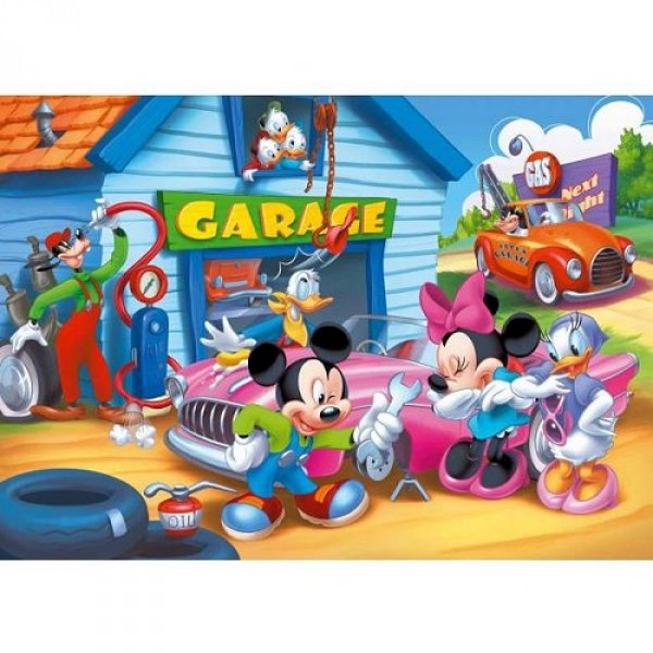 Puzzle 104 pièces - Mickey et ses amis : Un tour au garage - Clementoni-27633