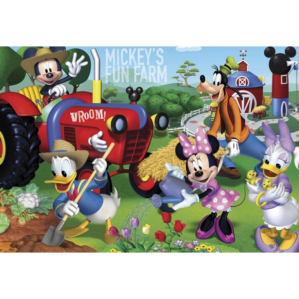 Puzzle 104 pièces : Mickey et ses amis à la ferme - Clementoni-27859