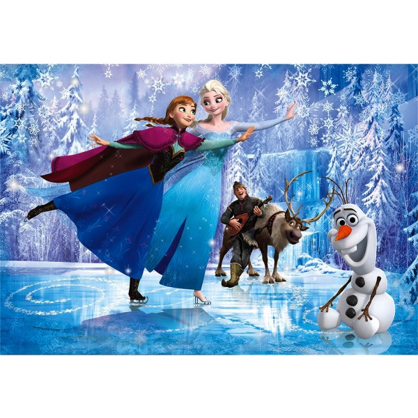 Puzzle 104 pièces maxi : La Reine des Neiges Frozen : Patin à glace - Clementoni-23679