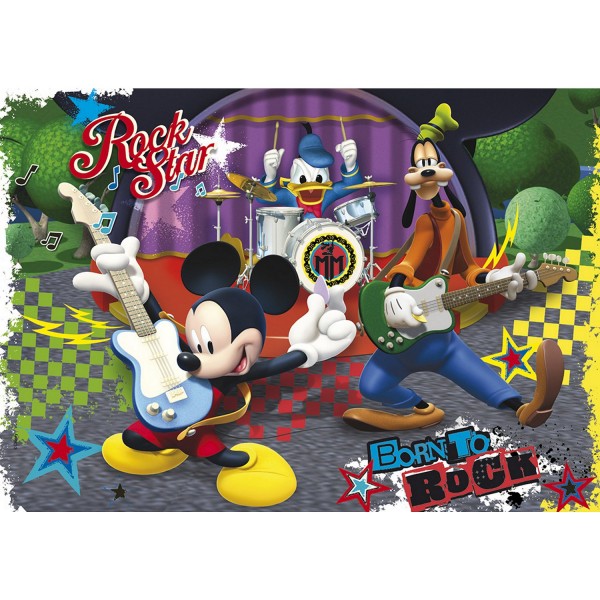 Puzzle 104 pièces maxi : Mickey et ses amis font du rock - Clementoni-23637