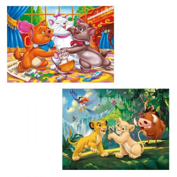 Puzzle 2 x 20 pièces - Disney Classics : Le Roi Lion et les Aristochats - Clementoni-24679