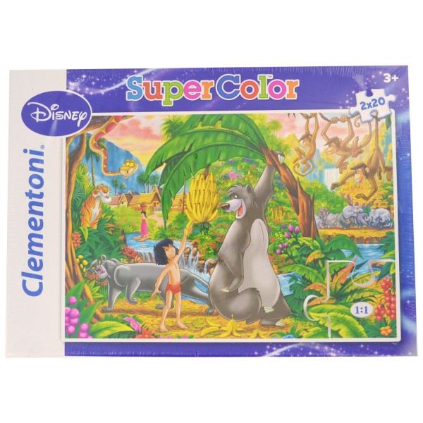 Puzzle 2 x 20 pièces : Super Color : Le livre de la jungle & Peter Pan - Clementoni-24604-24613-11