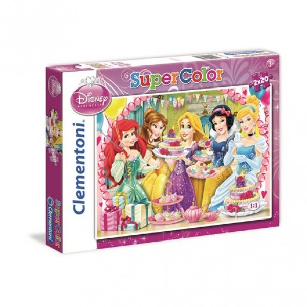 Puzzle 2 x 20 pièces : Super Color : Princesses Disney - Clementoni-24604-24613-7