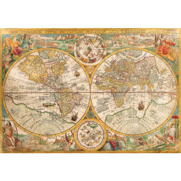 Puzzle 2000 pièces : Ancienne carte du monde - Clementoni-32557