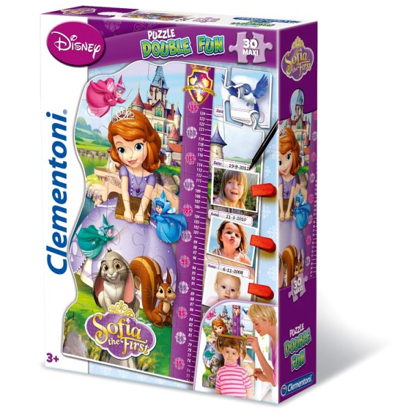 Puzzle 30 pièces maxi : Puzzle Double Fun Toise Princesse Sofia - Clementoni-20308
