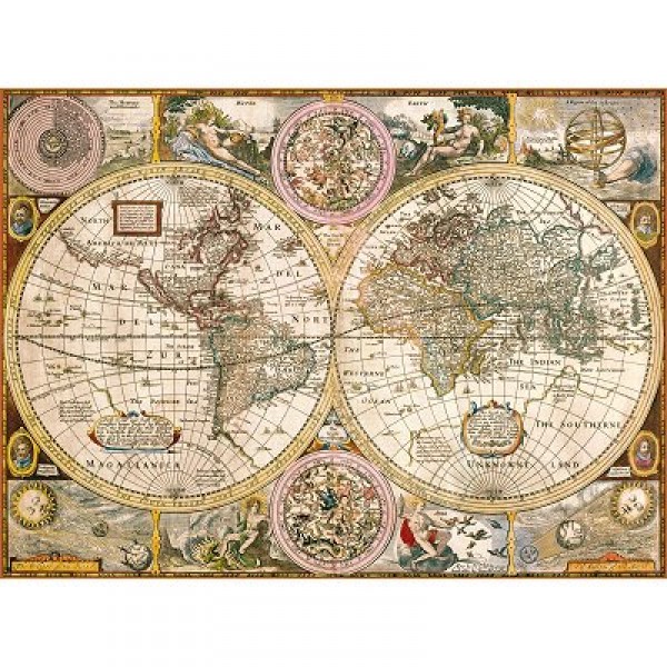 Puzzle 3000 pièces - Vieille carte du monde - Clementoni-33531
