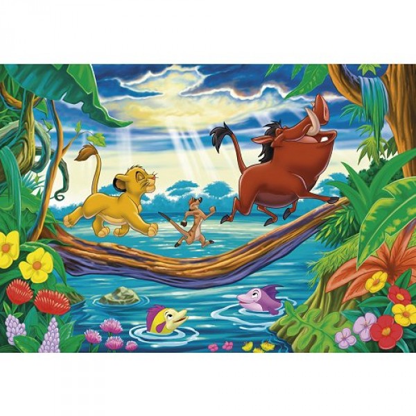 Puzzle 60 pièces - Le Roi Lion : En promenade avec Timon et Pumba - Clementoni-26843