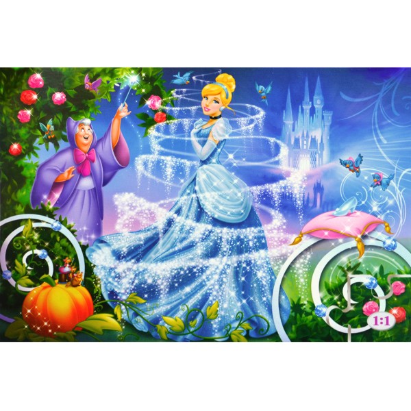 Puzzle 60 pièces : Princesses Disney : La transformation de Cendrillon - Clementoni-26899