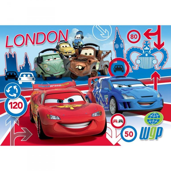 Puzzle cadre 15 pièces : Cars 2 : Londres - Clementoni-22074-22216-4