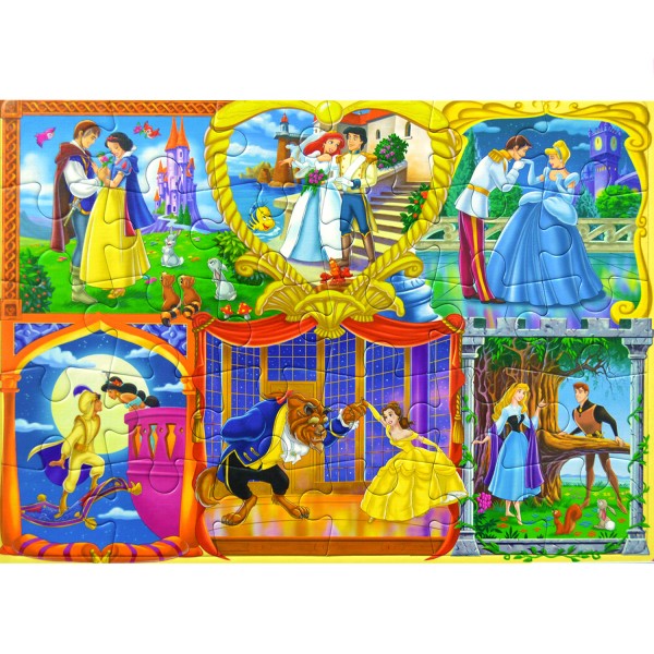 Puzzle cadre 30 pièces : Princesses Disney : Les princes charmants - Clementoni-22208-1