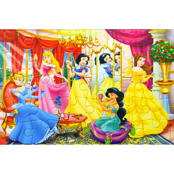 Puzzle cadre 30 pièces : Princesses Disney : Les princesses se font une beauté - Clementoni-22208-2