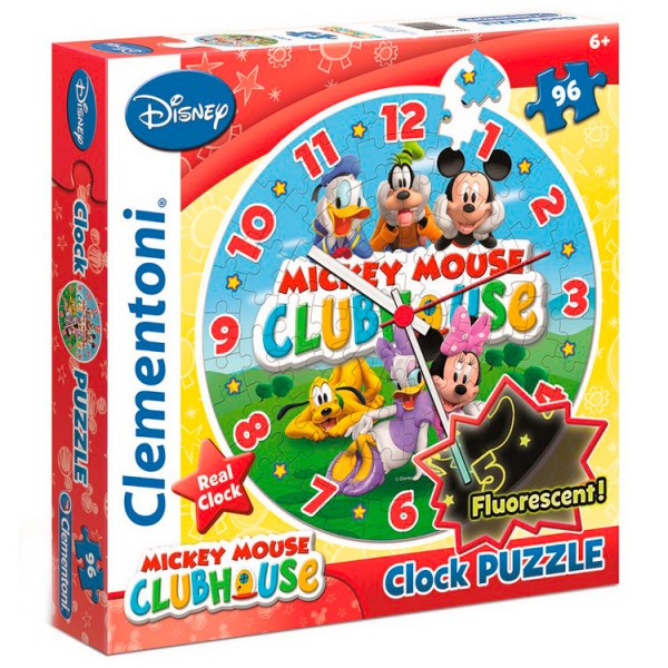 Puzzle horloge 96 pièces fluorescent Mickey Mouse - Clementoni-23018