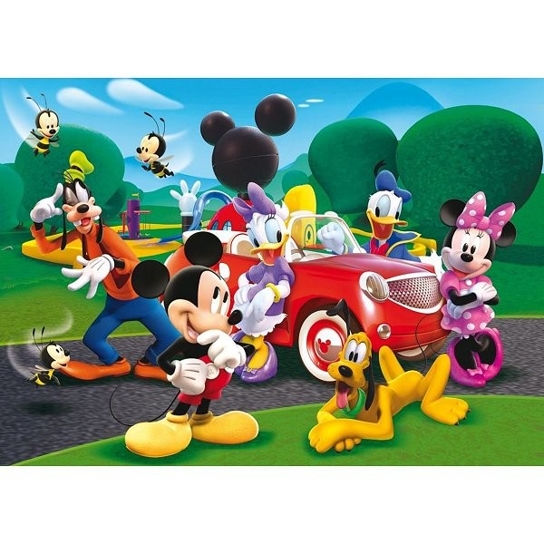 Puzzle 104 pièces maxi - Mickey et ses amis : En voiture - Clementoni-23576