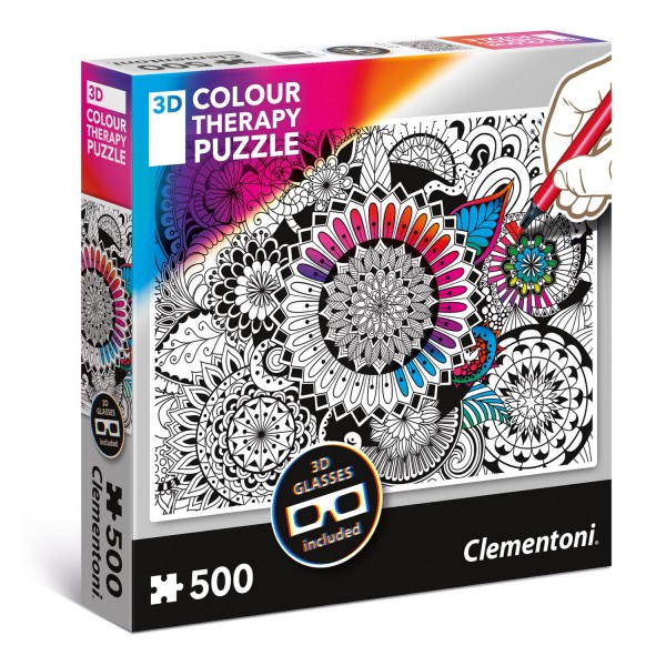Puzzle 500 pièces 3D : Colour Therapy puzzle : Mandala - Clementoni-35053