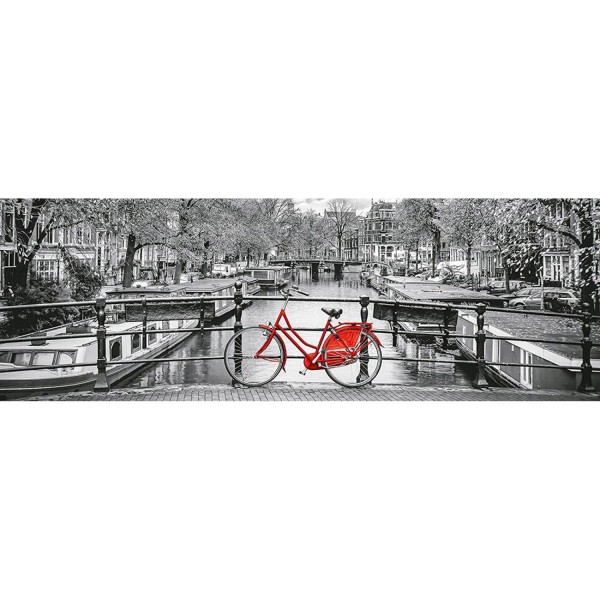 Puzzle 1000 pièces panoramique : Bicyclette à Amsterdam - Clementoni-39440