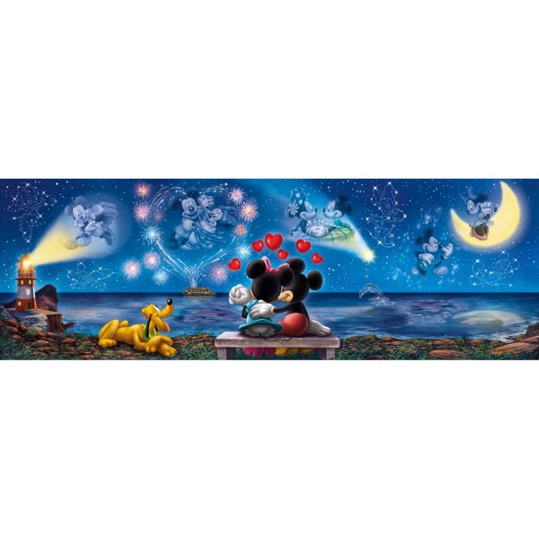 1000 Teile Panorama-Puzzle: Mickey und Minnie - Clementoni-39449
