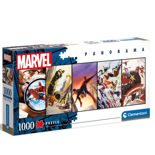 Puzzle 1000 pièces panorama : Marvel - Clementoni-39611