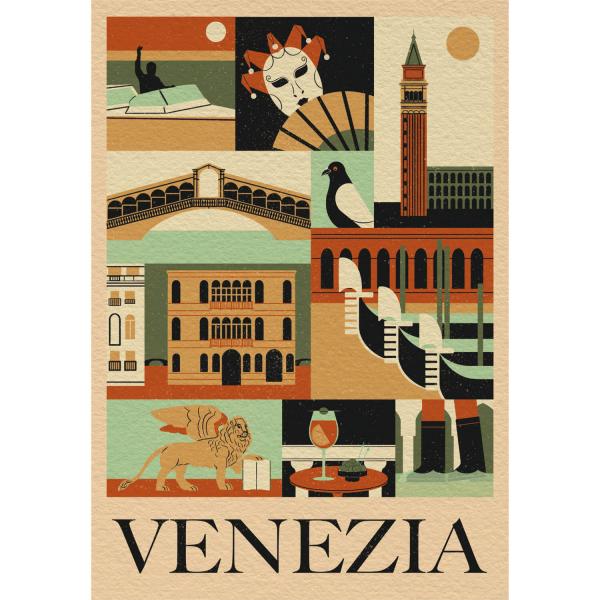 Puzzle 1000 pièces Compact : Style in the City - Venise - Clementoni-39846