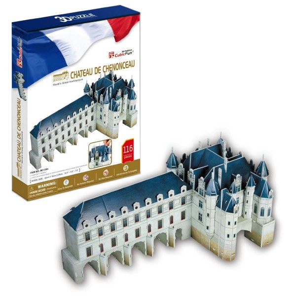 Puzzle 3D 116 pièces : Château de Chenonceau - Cubic-79122