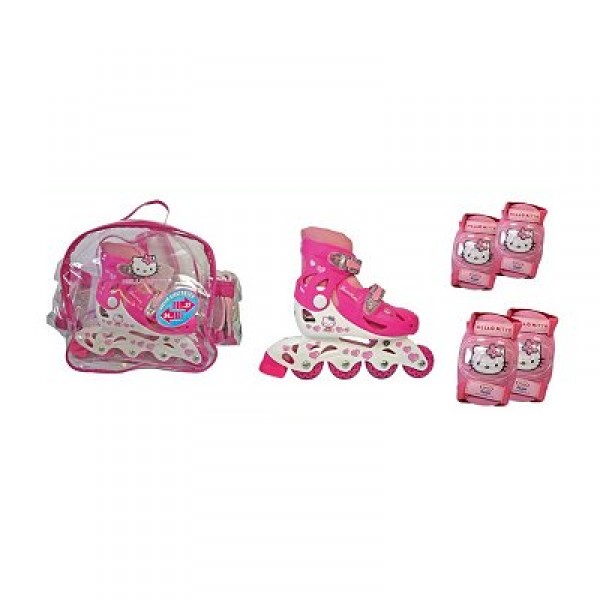 Sac avec Rollers en ligne T,1 + set 2 protections Pointure 30/33 : Hello Kitty - Darpeje-OHKY18