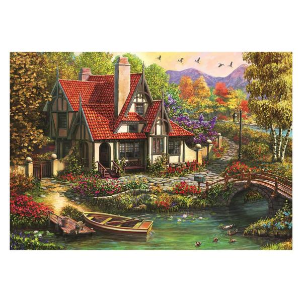Puzzle 500 pièces : Cottage au bord du lac - Dino-502512