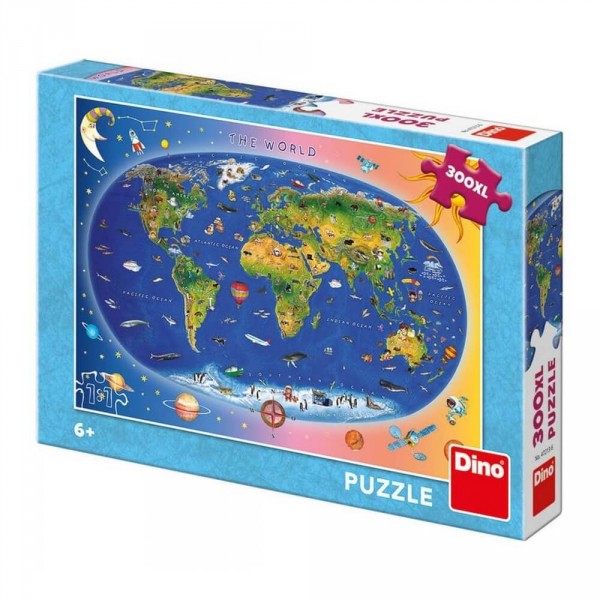 Puzzle 300 pièces : Carte du monde - Dino-472136