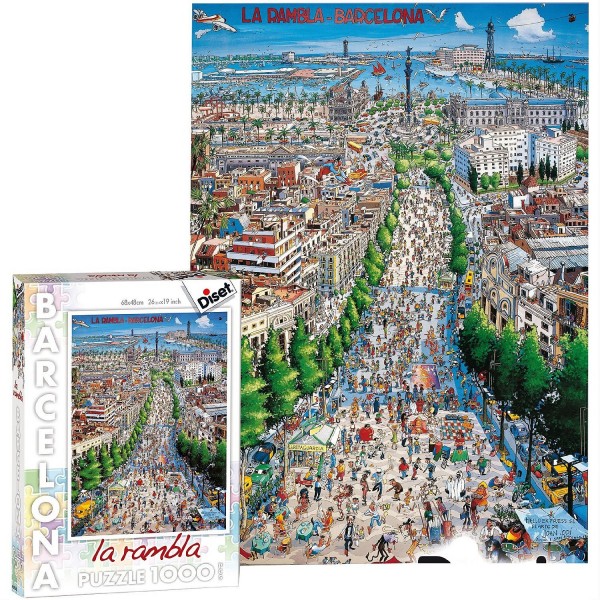 Puzzle 1000 pièces : La Rambla Barcelona - Diset-70245