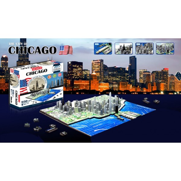 Puzzle 4D Cityscape - 950 pièces : Chicago, USA - Diset-200053