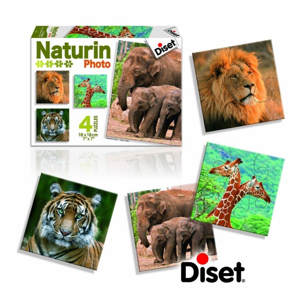 Puzzle évolutif 4 à 12 pièces : Naturin Photo : Animaux sauvages - Diset-63781