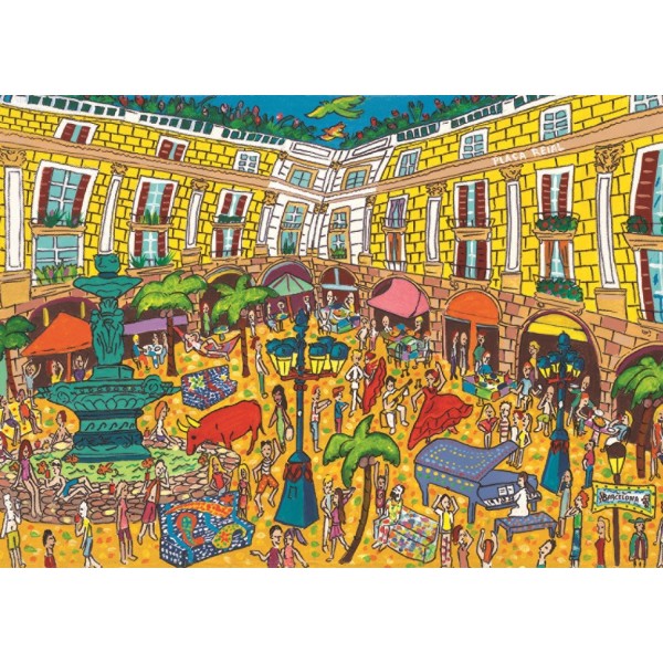 Puzzle 1000 pièces : Place Royale, Barcelone - Diset-18561