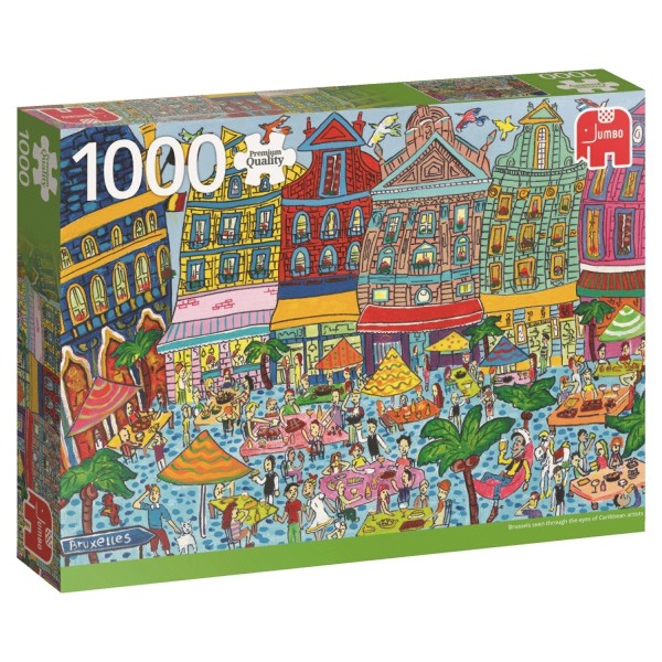 Puzzle 1000 pièces : Dessin humoristique - Grand place, Bruxelles - Diset-18562
