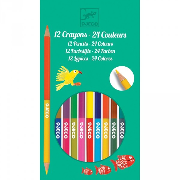 12 crayons doubles 24 couleurs - Djeco-DJ09758