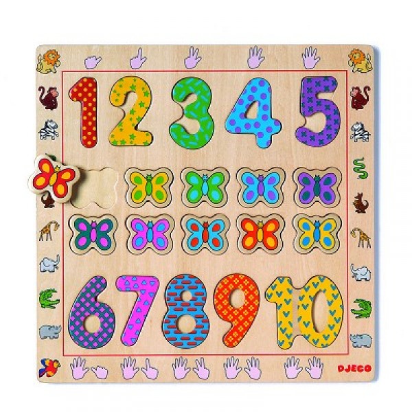 Puzzle 1 to 10 Djecobois - The numbers from 1 to 10  - Djeco-DJ01801