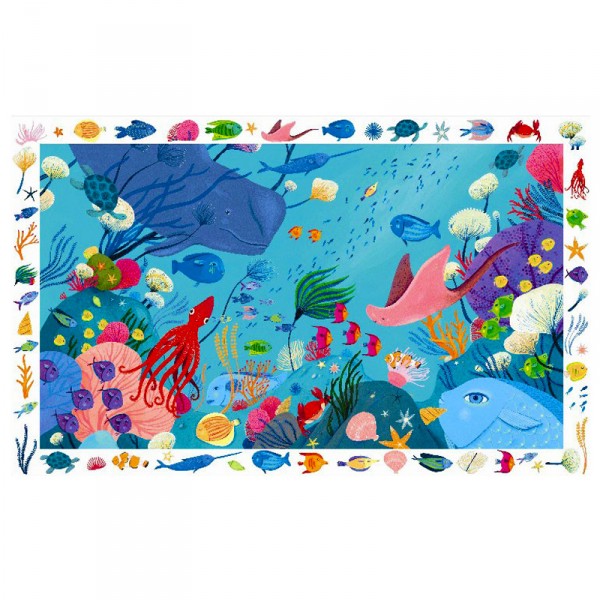 54 piece puzzle: Poster and observation game: Aquatic  - Djeco-DJ07562