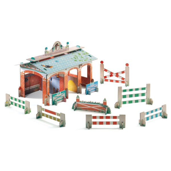 Construction en carton 3D Pop'n Play : Centre équestre - Djeco-DJ07707