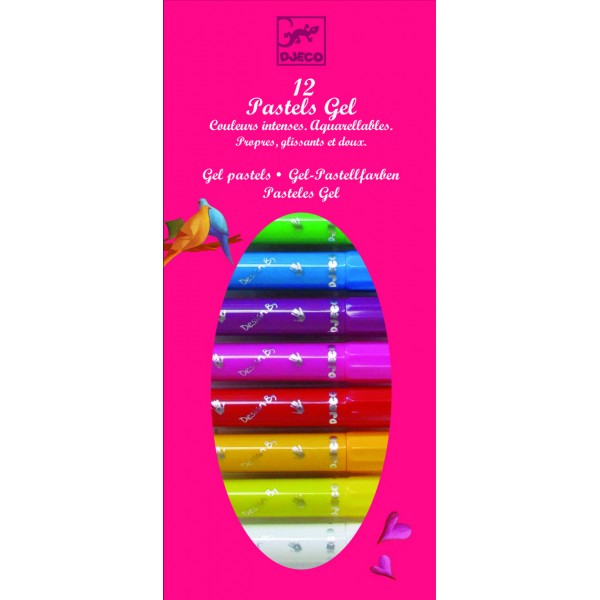 Crayons 12 pastels gel : Rose - Djeco-DJ08806