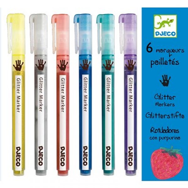 Crayons 6 marqueurs pailletés - Djeco-DJ08871