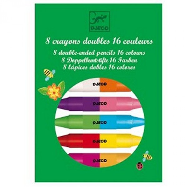 Crayons de couleur 8 crayons doubles, 16 couleurs - Djeco-DJ08874