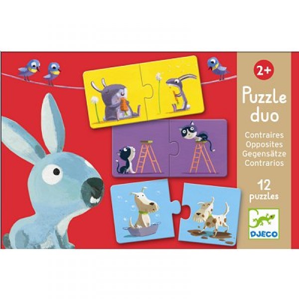 Puzzle 12 x 2 Teile - DuoContraires  - Djeco-DJ08162