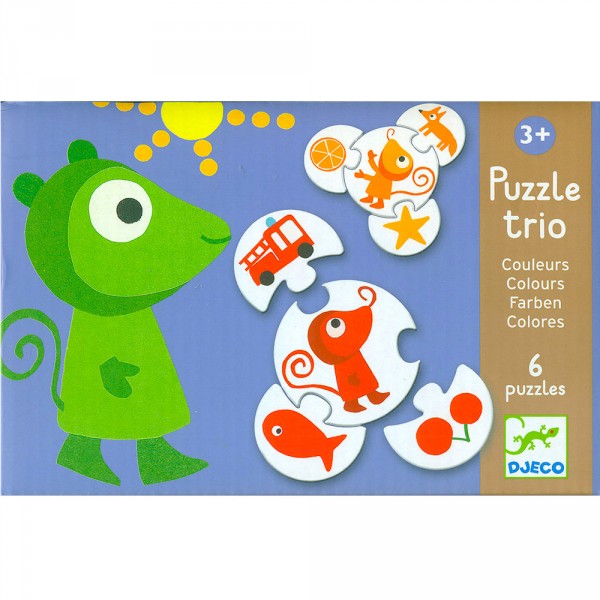 Puzzle 24 pièces : 6 puzzles : Puzzle Trio Couleurs - Djeco-08172