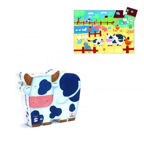 Puzzle 24 pièces - Silhouette : Vaches à la ferme - Djeco-DJ07205