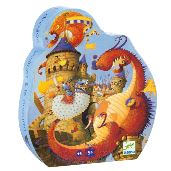 Puzzle 54 pièces : Silhouette : Vaillant et les dragons - Djeco-DJ07256