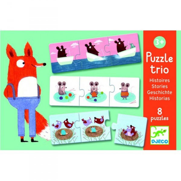 Puzzle trio histoires : 8 puzzles de 3 pièces - Djeco-DJ08149