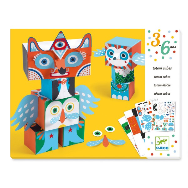 Set créatif Totem cubes : Drôles de bêtes - Djeco-DJ08949