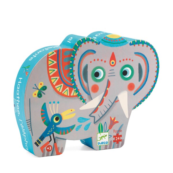 Puzzle Silhouette 24 pièces : Haathee, éléphant d'Asie - Djeco-DJ07208