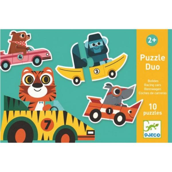 Puzzles 10 x 2 pièces : Duo Bolides - Djeco-DJ08148