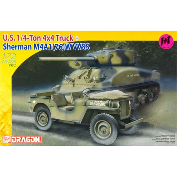 1/4 Ton 4x4 Truck et M4A1 Dragon 1/72 - T2M-D7412