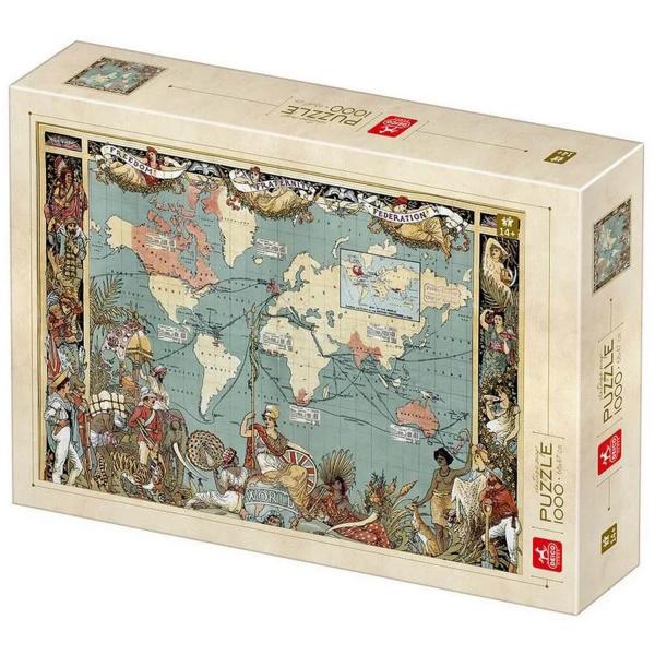 Puzzle mit 1000 Teilen: Vintage-Karte - Dtoys-47570